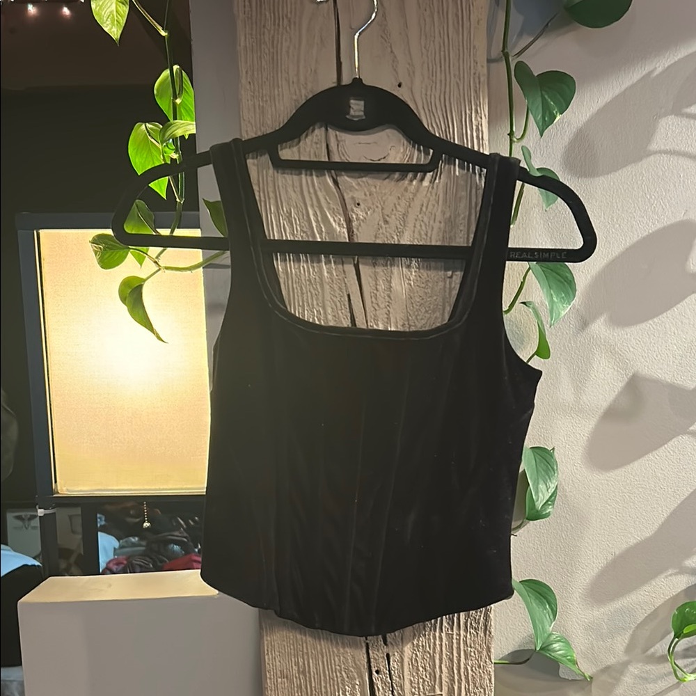 Elegant Black Velvet Women's Top